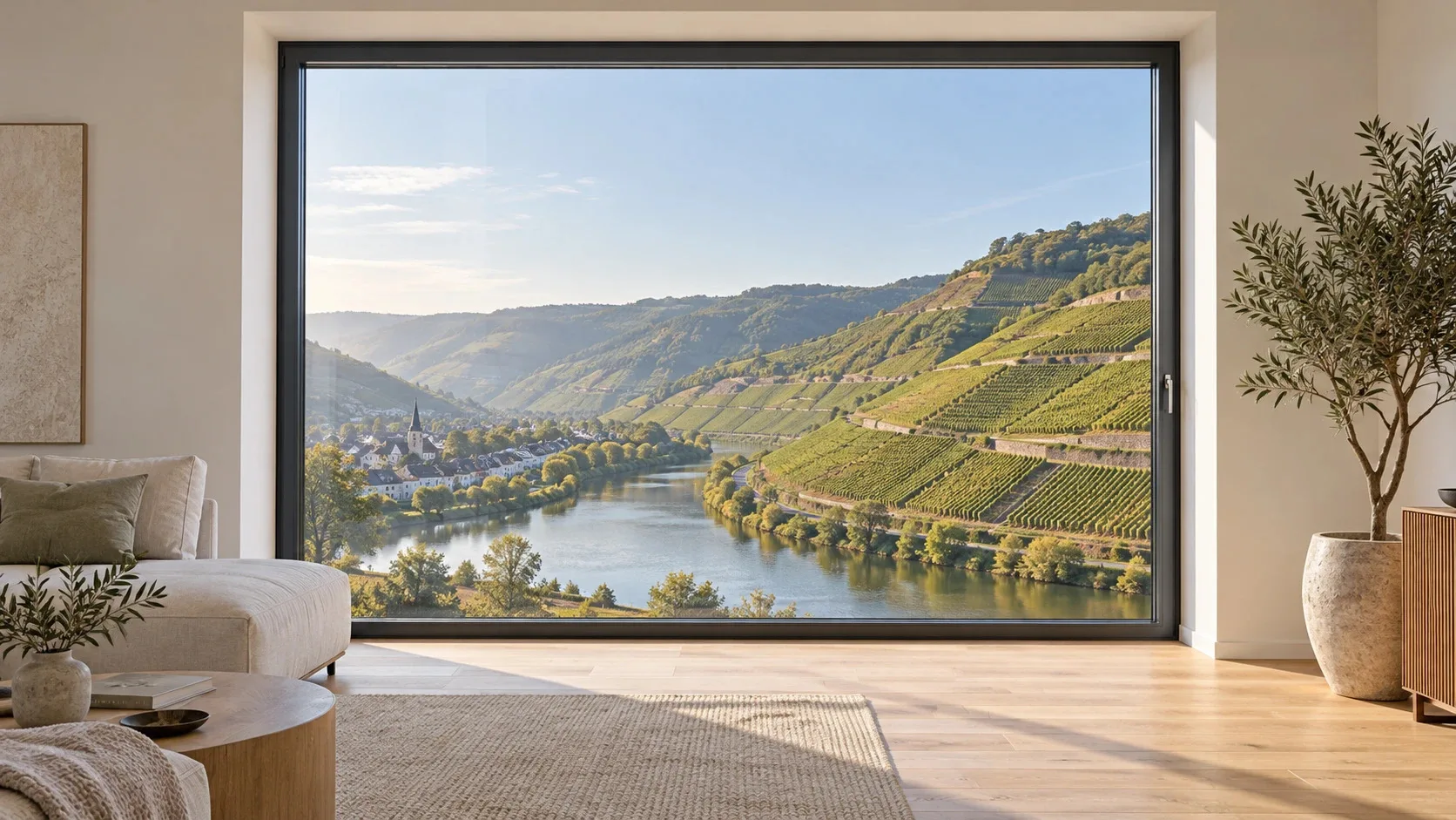 Wohnraum mit Blick ins Moseltal – Nachher